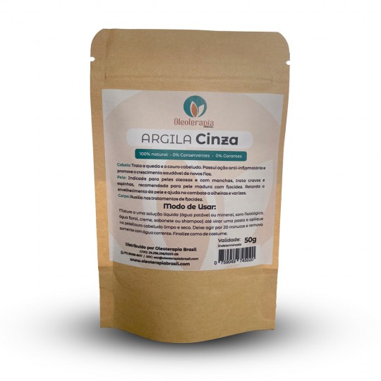 Argila Cinza - 100% natural - Uso cosmético/rosto, cabelo e corpo