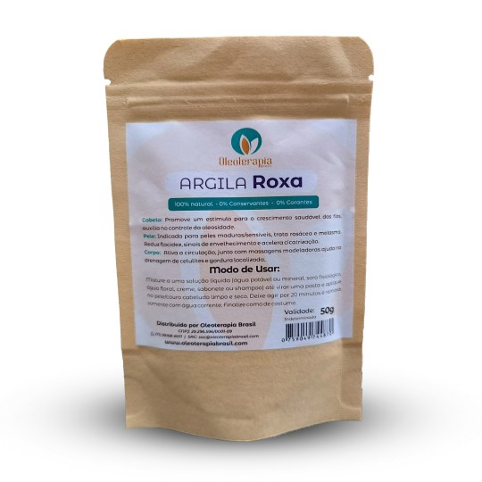 Argila Roxa - 100% natural - Uso cosmético/rosto, cabelo e corpo 