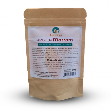 Argila Marrom 50g - 100% natural - rosto, cabelo e corpo - Oleoterapia Brasil